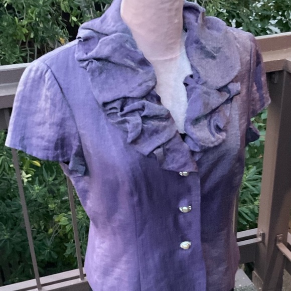 Adrianna Papell Jackets & Blazers - Adrianna Papell Evening Essentials purple Short Slv puckered collar JKT, 12P 10p